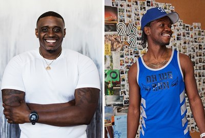 Head shots of Jackie Hoffman and Stretch Murphy