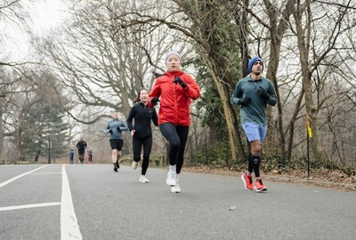 Group Training runners in Prospect Park. 